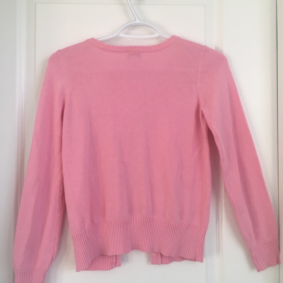Light pink button up sweater/cardigan w/a pink bow - Picture 2 of 2